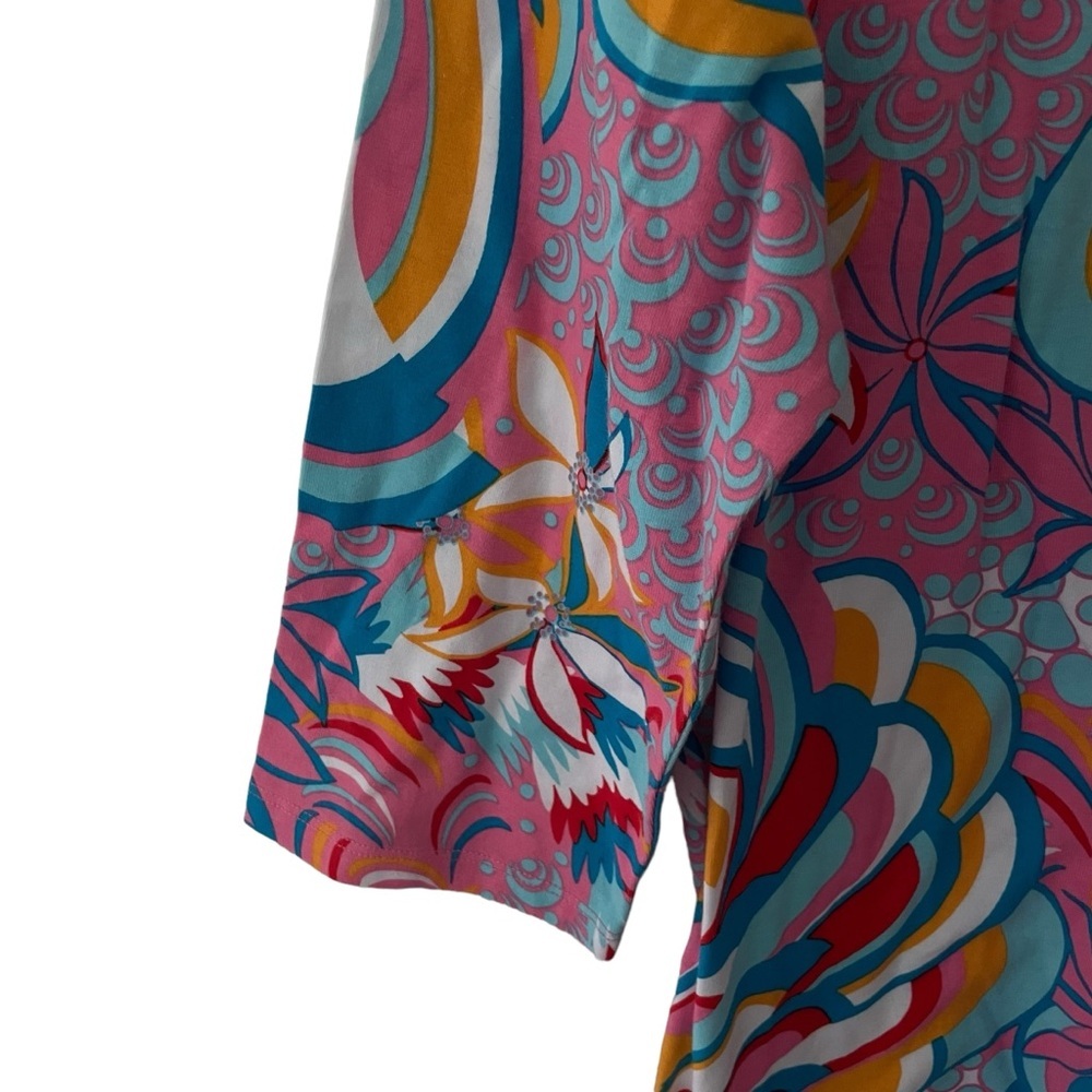 Talbots Women's Colorful Tunic Top Crochet Detail Neck Beachy Size 1X - Picture 6 of 8